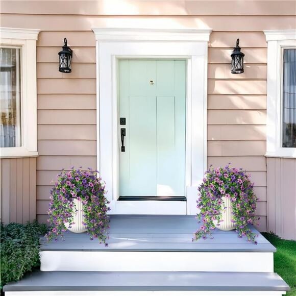 Artificial Fake Hanging Flowers Plants for Outdoor Summer Decoration, 2 PCS Faux - Picture 3 of 7